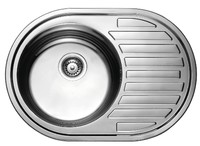Кухонная мойка из нержавеющей стали KAISER 570х450х180х0,8mm врезная ЛЕВАЯ (ХРОМ)