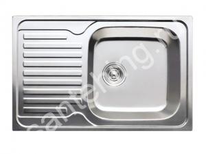 Мойка для кухни из нержавеющей стали KAISER ф780х500х180х0,8 mm врезная ПРАВАЯ (ХРОМ)  - картинка 1