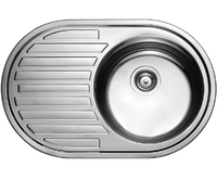Кухонная мойка из нержавеющей стали KAISER 770х500х0,8 mm врезная ПРАВАЯ (ХРОМ)