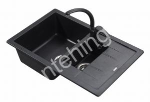 Мойка для кухни из камня (гранит) KAISER 780х500х190 двойная (ЧЁРНЫЙ МРАМОР) - картинка 1